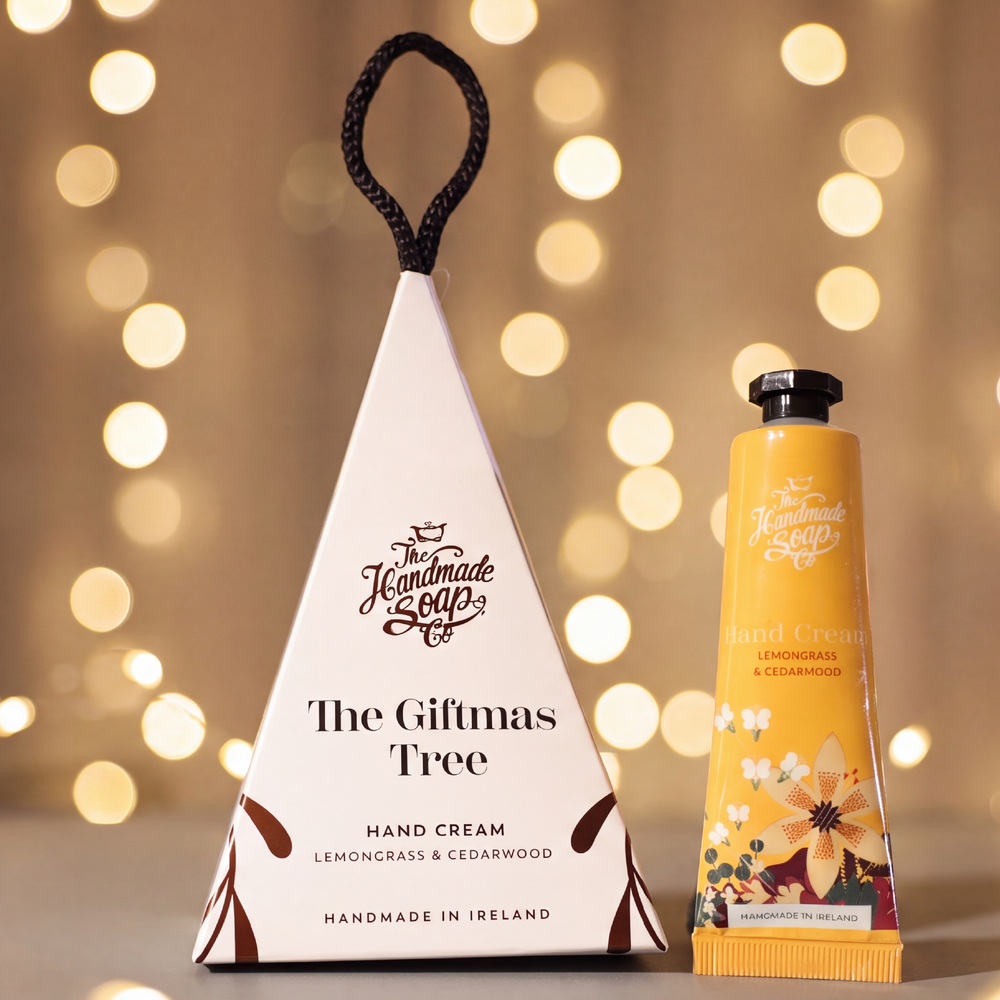 The Giftmas Tree Lemongrass & Cedarwood Hand Cream 30ml Christmas gift set by The Handmade Soap Company.