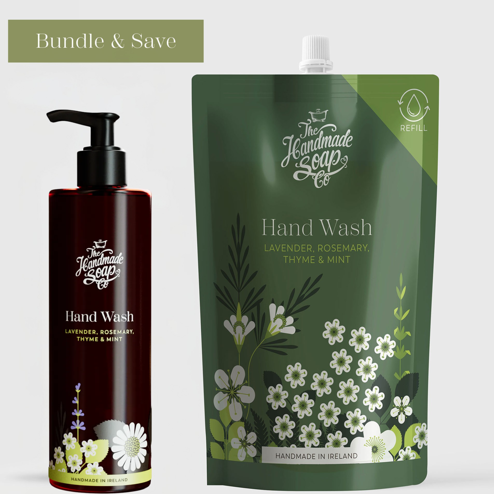 Hand Wash + Refill - Lavender, Rosemary, Thyme & Mint | 250ml + 500ml
