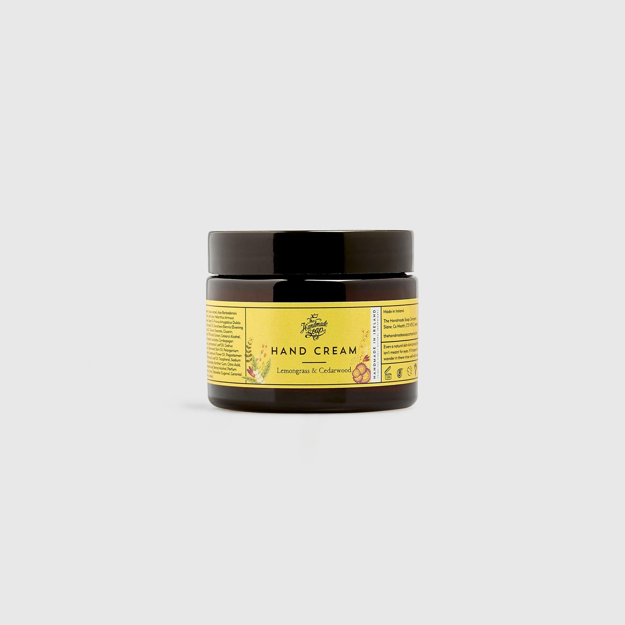 Handmade, Natural, Vegan and Cruelty Free Hand Cream. Scented with essential oils from Lemongrass & Cedarwood. In a Gift Box.