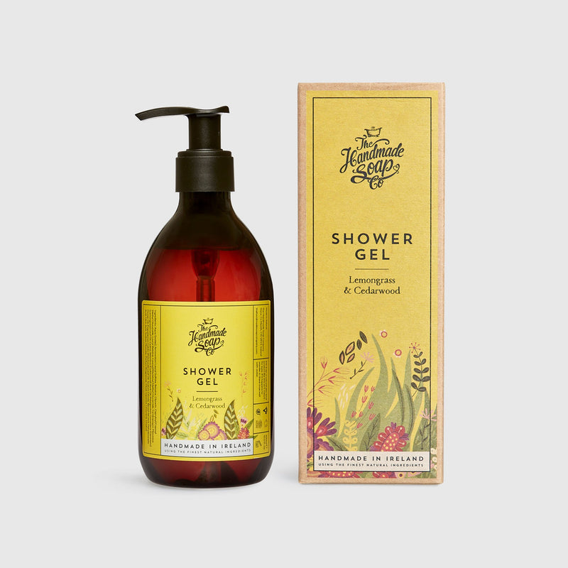 Handmade, Natural, Vegan and Cruelty Free Shower Gel. Scented with essential oils from Lemongrass & Cedarwood. Bottled in 100% recycled materials & presented in a Gift Box.