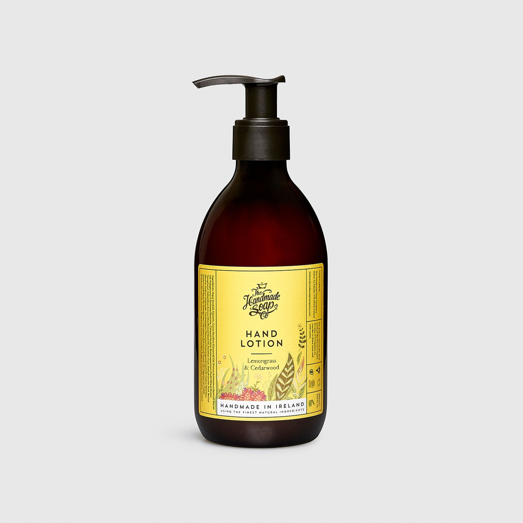 Handmade, Natural, Vegan and Cruelty Free Hand Lotion. Scented with essential oils from Lemongrass & Cedarwood. Bottled in 100% recycled materials & presented in a Gift Box.