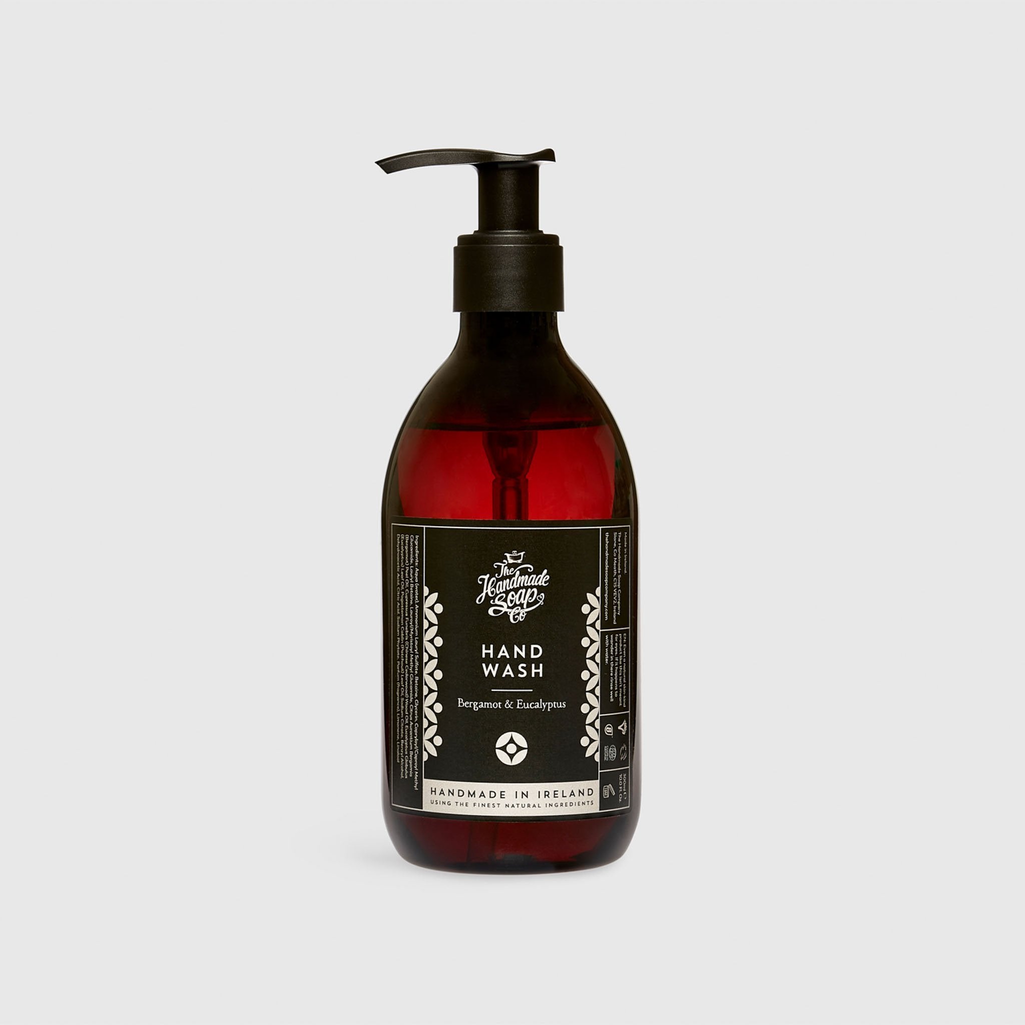 Handmade, Natural, Vegan and Cruelty Free Hand Wash. Scented with essential oils from Bergamot and Eucalyptus. Bottled in 100% recycled materials & presented in a Gift Box.