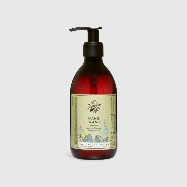 Handmade, Natural, Vegan and Cruelty Free Hand Wash. Scented with essential oils from Lavender, Rosemary, Thyme & Mint. Bottled in 100% recycled materials & presented in a Gift Box.