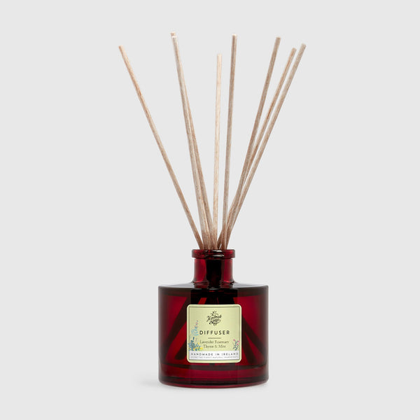 Handmade, Natural, Vegan and Cruelty Free Essential Oil Reed Diffuser. Scented with essential oils from Lavender, Rosemary, Thyme & Mint. Bottled in glass jar and presented in a Gift Box.